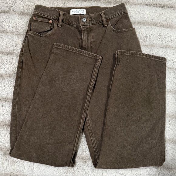 Abercrombie & Fitch 90s Straight Ultra High Rise Brown Denim Jeans Womens 28 6s - Picture 4 of 7